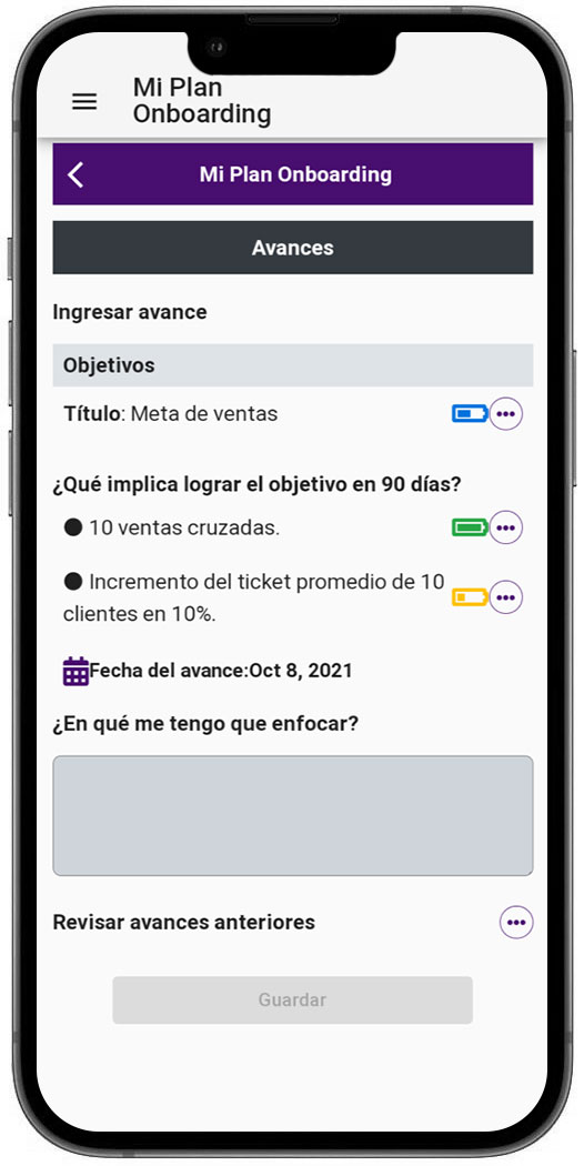Experiencia Onboarding Paso 3: Asegura el desempeño